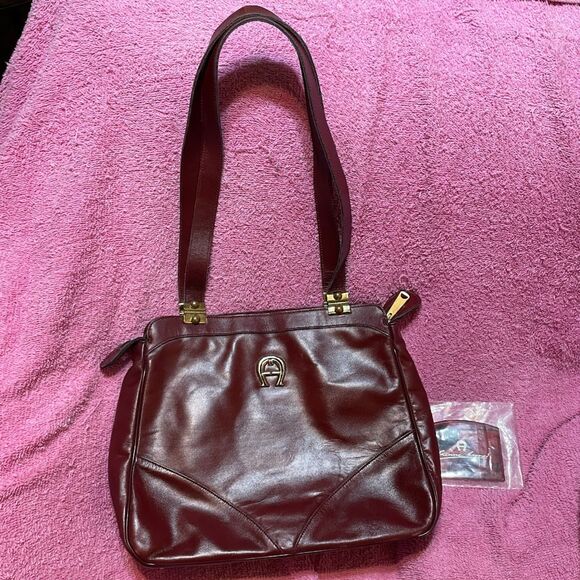 Etienne Aigner Handbags - Vintage 60s ETIENNE AIGNER Oxblood Shoulder Bag Hinge Hardware Mirror Tag